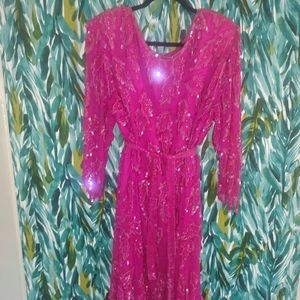 Vintage Plus Size Hot Pink Sequin Dress/Barbiecore